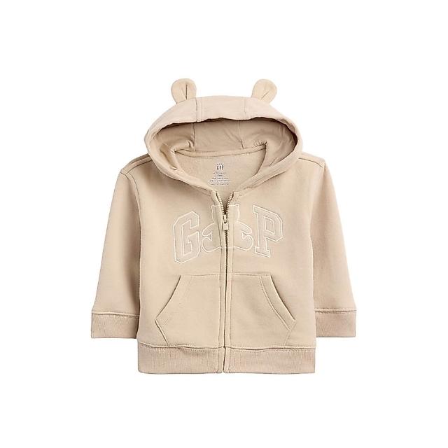 【GAP】嬰兒VintageSoft布萊納小熊Gap Logo拉鍊連帽運動衫-多色任選(910784)
