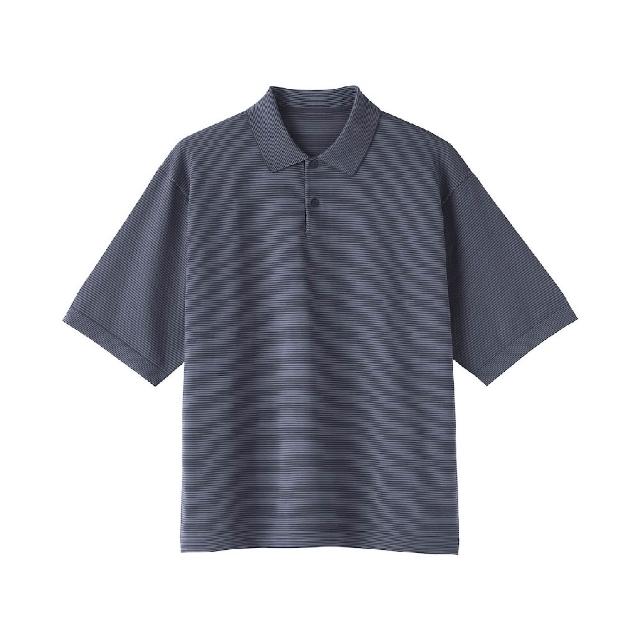 【MUJI 無印良品】男速乾可水洗針織短袖POLO衫(灰白橫紋/煙燻藍橫紋/深棕橫紋)