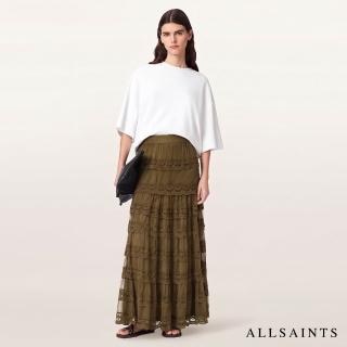 【ALLSAINTS】MAGGIE 多層蕾絲薄紗拼接長裙-軍綠 W100RF(常規版型)