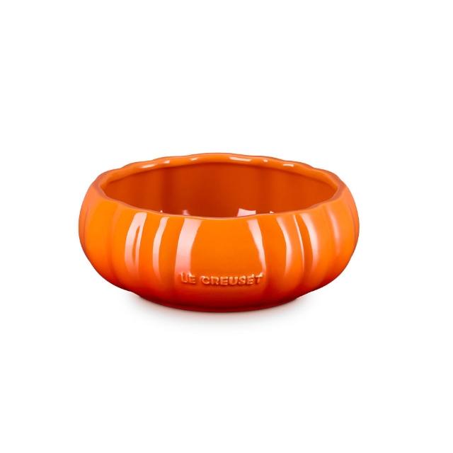 【Le Creuset】萬聖節 瓷器南瓜造型湯碗750ml (雪花白/火焰橘 2色選1)