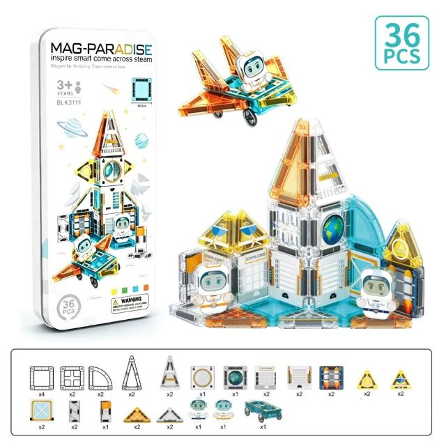 LECHAO 迷你百變兒童磁力片豪華組 3D立體磁性積木拼裝玩具 益智建構積木（兒童節/生日禮物）