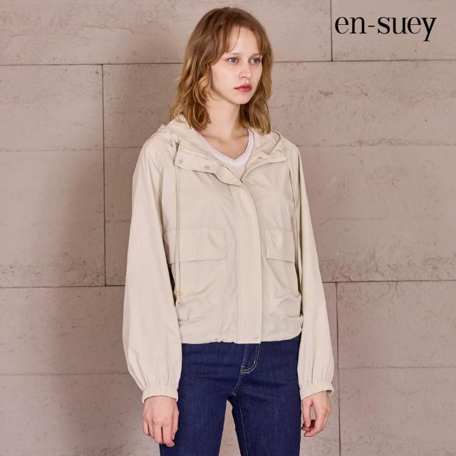 【en-suey 銀穗】網路限定 工裝風連帽抽繩短款長袖外套-女