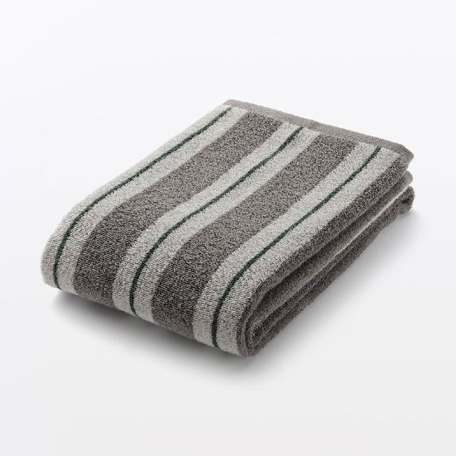 【MUJI 無印良品】棉圈絨雙線織直紋小浴巾(灰直紋/墨灰直紋/米直紋)成品尺寸:W60×L120 cm