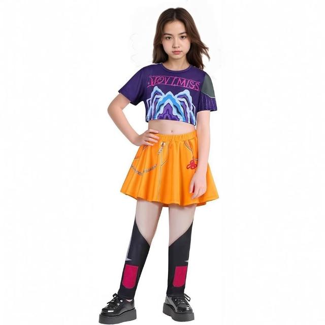 【Kori Deer 可莉鹿】萬聖節女童K-POP獵魔女團街舞造型服(魯米拉佐依打歌服/兒童變裝/幼稚園舞台表演服)