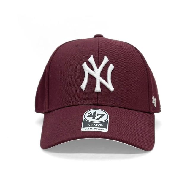 【47brand】MVP 紐約洋基鴨舌帽 MLB棒球帽 男女 魔鬼氈調節帽帶老帽 硬頂剌繡大標白NY彎帽