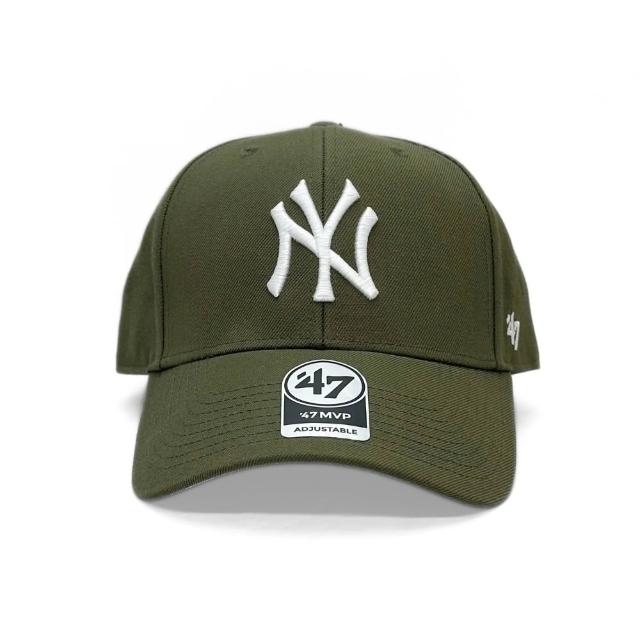 【47brand】MVP 紐約洋基鴨舌帽 MLB棒球帽 男女 魔鬼氈調節帽帶老帽 硬頂剌繡大標白NY彎帽