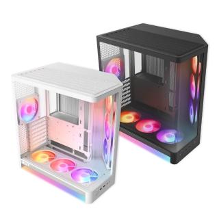 【NZXT 恩傑】H6 RGB+雙艙一體式曲面玻璃機殼(ATX/預裝7風扇/電競/電腦機殼)