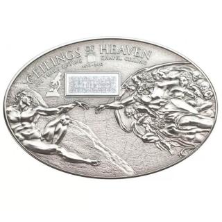 (行闊國際) 2012 庫克群島 25公克 米開朗基羅-西斯汀教堂 (創世紀) 500年紀念 奈米技術 銀幣