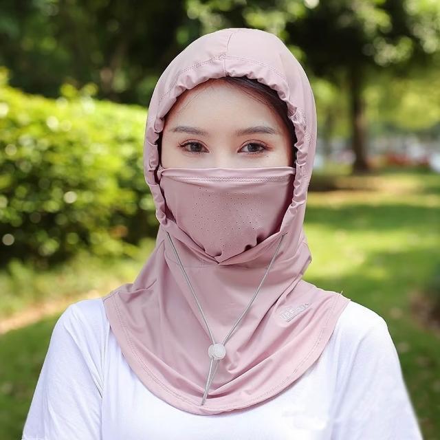 【LEESA】防曬面罩\防曬頭套\騎行帽\頭套\帽子\涼感面罩\護頸套頭\防曬帽\騎車面罩\帽子口罩一