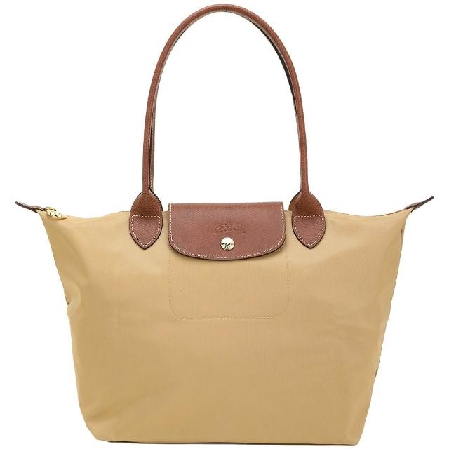 【LONGCHAMP】LONGCHAMP Le Pliage 中型 經典原創 長提把尼龍肩背摺疊水餃包(多色 托特包 通勤包 法國精品)