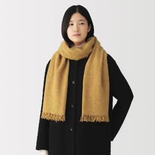 【MUJI 無印良品】蓬鬆羊毛大披肩/輕薄(淺灰/墨灰/粉米/黃色/深綠/煙燻棕)