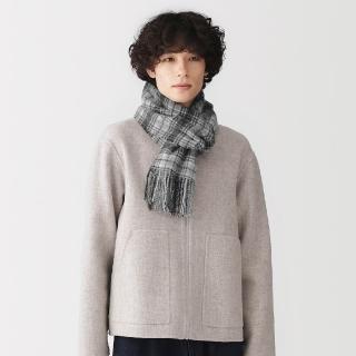 【MUJI 無印良品】蓬鬆羊毛圍巾(灰白/黑色/紅色/深綠/深摩卡棕/灰格紋/深紅格紋/深綠格紋)
